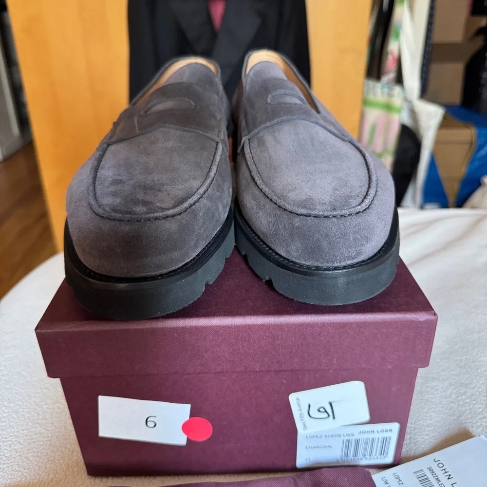 John Lobb Gray Loafers Sleek Suede Slip-Ons size 11UK/12US - Picture 1 of 5
